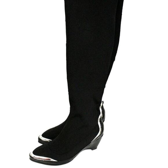 Jady Rose Walk Your Way Boots Contrastive Trim Knee Length Leather Black 8M NWOB - Picture 5 of 9